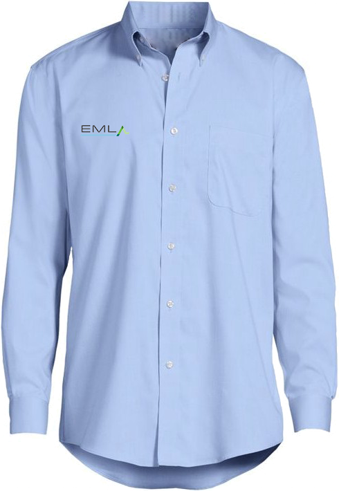 a light blue shirt with the emu logo on it
