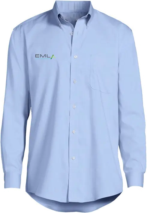 a light blue shirt with the emu logo on it