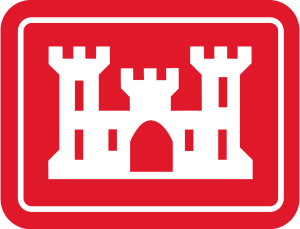 a red and white square with a castle on it